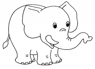 Иллюстрация Испуганный слон. Векторный рисунок с контуром. в стиле