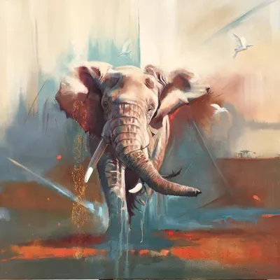 серый слон на синем фоне, рисунок африканского слона арт, слон,  млекопитающее, животные, позвоночные png | PNGWing