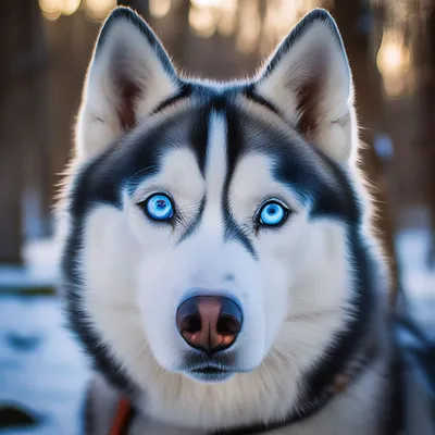 Фото собаки хаски с голубыми глазами 