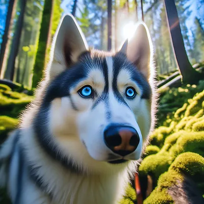 Фото собаки хаски с голубыми глазами фотографии