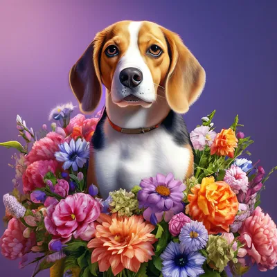 Букет цветов - картинки в разделе Собаки