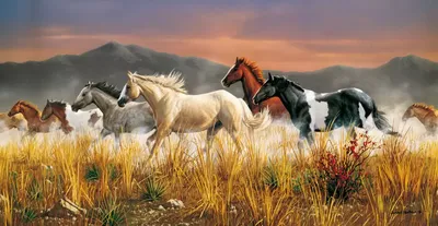 Табун лошадей - Фотообои на заказ в интернет магазин arte.ru. Заказать обои Табун  лошадей Арт - (16335)