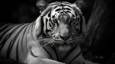 Черно-белое изображение тигра с черно-белой мордой. | Премиум векторы