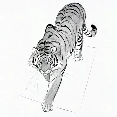 Тигр, окрашенный в черно-белый цвет | Премиум Фото
