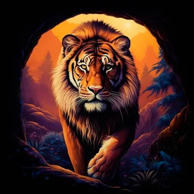 Гибрид льва и тигра» — создано в Шедевруме