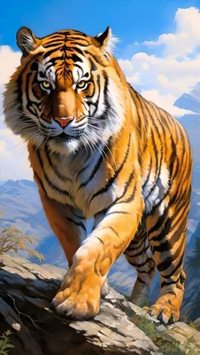 Картина Два тигра. Размеры: 50x60, Год: 2023, Цена: 31400 рублей Художник  Островская Елизавета