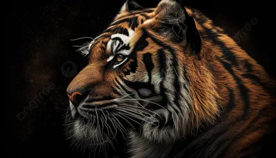 Тигр на черном фоне - фото и картинки abrakadabra.fun