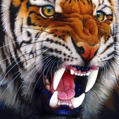 Картинка тигра с жутким оскалом | Тигра с оскалом Фото №519073 скачать
