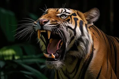 Голова тигра,с открытой пастью, в …» — создано в Шедевруме