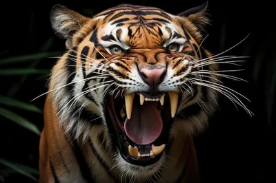 Величественный тигр с открытой пастью | Обои для телефона