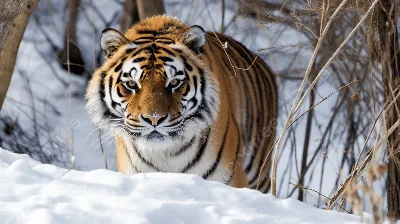 Векторная Иллюстрация Тигра Зимой Окружении Снега Снежинки Амурский Тигр  Прыгает Векторное изображение ©Artfurskaty 514352536