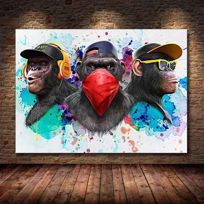 Модульная картина \"Современные обезьяны\" – купить по низкой цене с  доставкой по России | Интернет-магазин модульных картин Picasso