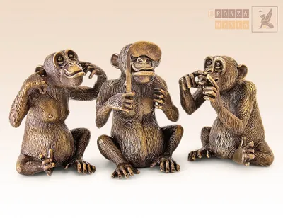 Картина \"Три обезьяны - ART\" на натуральном хлопковом холсте, на  подрамнике, в подарок для интерьера