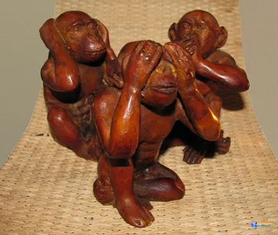 Скульптура \"3 обезьяны\" из бивня мамонта – Хотьковская фабрика резных  художественных изделий