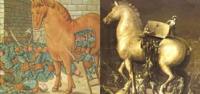 Иллюстрация Троянский конь в стиле графика, книжная графика |