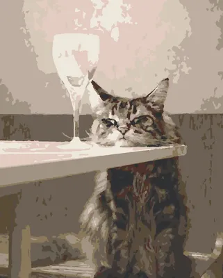 Картина по номерам на холсте на подрамнике 40х50 см. Уставший кот. Кошка и  бокал - купить с доставкой по выгодным ценам в интернет-магазине OZON  (694870187)