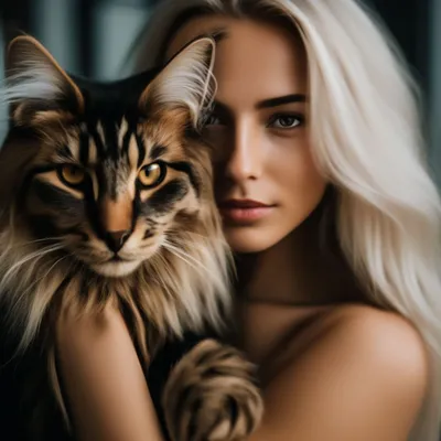 Купить картину Безликие. Девушка с котом в Москве от художника Лангер Лена