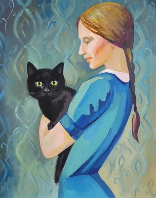 Девушка с кошкой, Крамской — описание картины