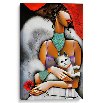 Картина по номерам \"Девушка с черным котом\" (40х50) (id 108837972), купить  в Казахстане, цена на Satu.kz