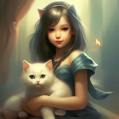 Картинки девушка с кошкой - 73 фото