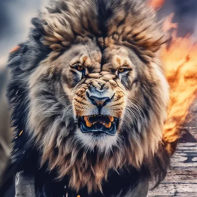 Фото Злой лев с открытой пастью, by Massimo Righi