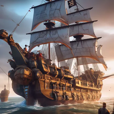 Гигантский корабль с пиратами» — создано в Шедевруме