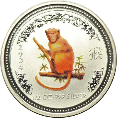 Медаль Года \"Год Обезьяны\" 65 мм. латунь, покрытая серебром и золотом Proof  Germany | AliExpress