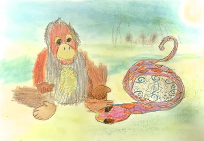 Иллюстрация Год обезьяны. Игрунка обыкновенная в стиле реализм |