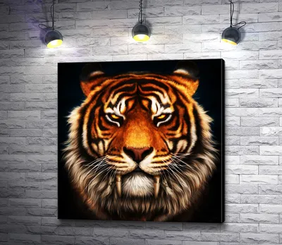Картина \"Голова тигра на черном фоне\" | Интернет-магазин картин \"АртФактор\"