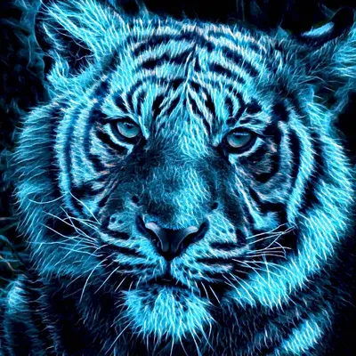 Деревянная брошь - значок с росписью - Голубой тигр