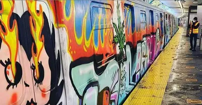 Одесские \"граффити-вандалы\" разрисовали пассажирский поезд (видео)