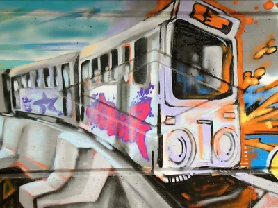Красивое граффити на поезде - обои для рабочего стола, картинки, фото