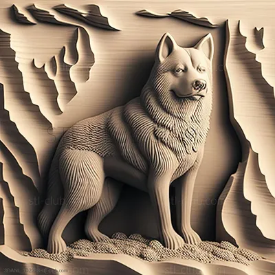 Природа и животные - Гренландская собака 4, NATURE_400 | 3D модель для ЧПУ  станка
