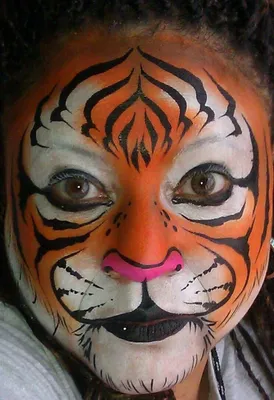 Тигр : пример аквагрима : Таня Маслова | Схемы раскраски лиц, Изображение  животного, Тигр