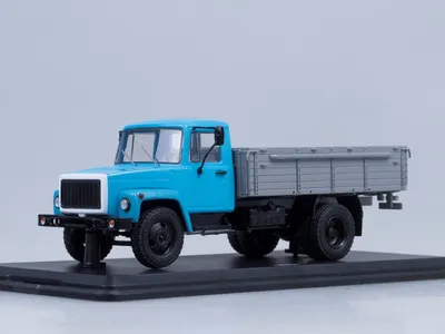 Купить масштабную модель грузовика ГАЗ-3307 (двигатель ЗМЗ-513) дерев. борт  (голубой-серый), масштаб 1:43 (SSM)