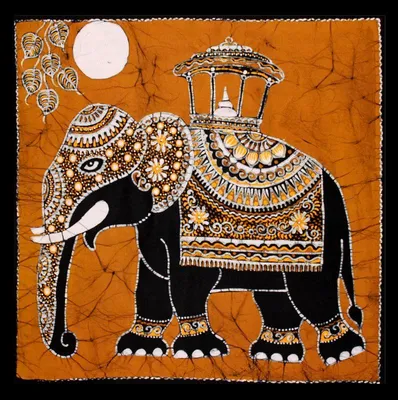 Индийские слоны - БАТИК, индийский пэчворк, вышивка, аппликация, различный  индийский декор. Обсуждение на LiveInternet… | Folk art painting, Elephant  art, Batik art