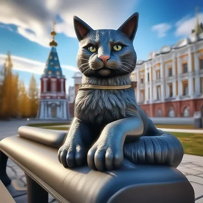 Interlux Belarus - И снова про котов. На этот раз… Йошкин кот! 😺 Шуточный  памятник расположен у входа в Марийский университет в Йошкар-Оле. 😺  Довольный кот сидит на скамье, рядом с ним