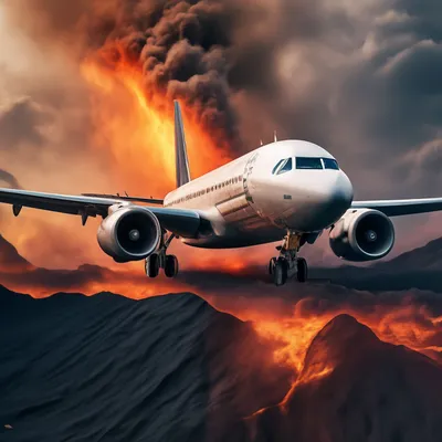 Большой пассажирский самолет пролетает…» — создано в Шедевруме