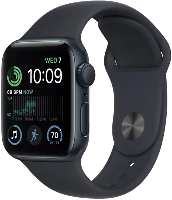 Часы Apple Watch SE 2022 GPS 44мм корпус из алюминия темная ночь + ремешок  Черный: купить по цене 31 990 рублей в интернет магазине МТС