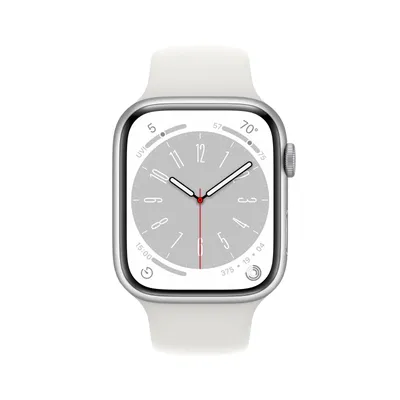 Часы Apple Watch Series 8, 41 мм, корпус из алюминия серебристого цвета,  спортивный ремешок белого цвета, размер S/M и M/L (MP6K3) Екатеринбург -  A66.ru