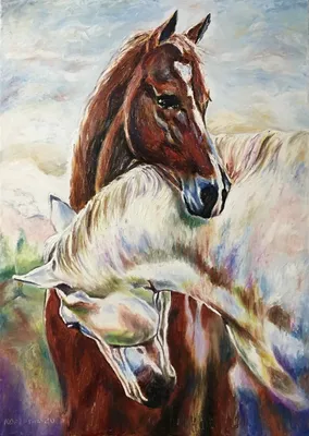 Картина маслом \"Две лошади\" — В интерьер