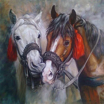 Картина Картина маслом \"Белая лошадь\" 60x90 JR211289 купить в Москве