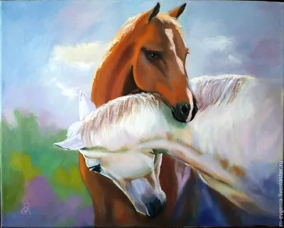 Портрет белой лошади N2» картина Камского Савелия маслом на холсте —  заказать на ArtNow.ru