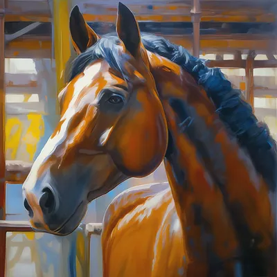 Картина «Белая лошадь» Бумага, Акварель 2020 г.