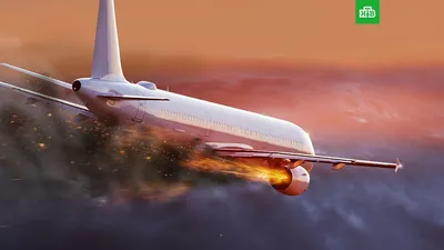 Самолет С Двигателем В Огне Концепция Воздушной Катастрофы — стоковые  фотографии и другие картинки Авиационная катастрофа - iStock
