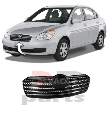 FOR HYUNDAI ACCENT 06-10 NEW FRONT BUMPER UPPER CENTER GRILLE BLACK WITH  CHROME | eBay