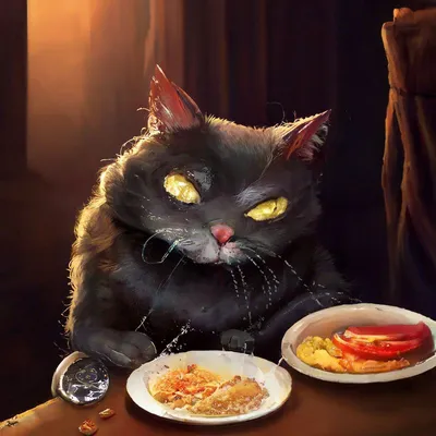 Хмурый кот Мультяшный черный …» — создано в Шедевруме