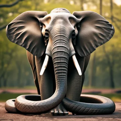 Хобот слона с волосами курчавыми, …» — создано в Шедевруме