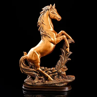 Статуэтка из бронзы \"Конь на дыбах\" на подставке из змеевика 123321 купить  в Астрахани в интернет-магазине Уральский сувенир