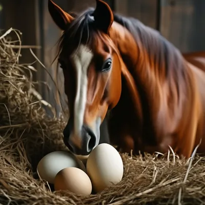 Красно - белый конь. С яйцами. Галкины Игрушки — Авторские мягкие игрушки и  подарки